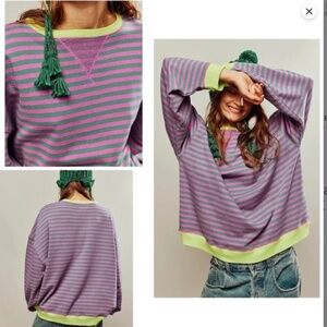 NWT Free People Striped Crew